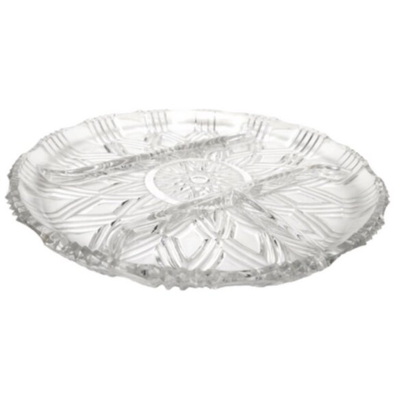 Antique American Brilliant Cut Glass 4 Section Divided Mid Cntry Modern Platter - Picture 3 of 10